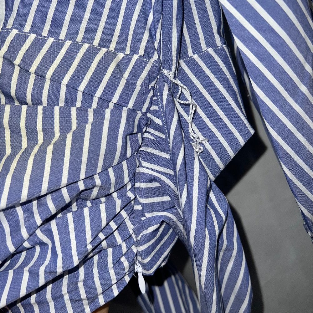NY&C Striped, V-neck Poplin Wrap blouse Size XXL - Picture 7 of 8